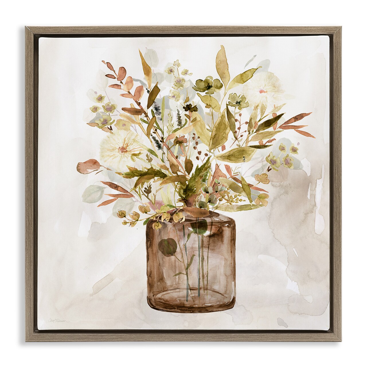 Stupell Industries Earthy Mixed Fall Botanicals Framed Floater Canvas Wall Art